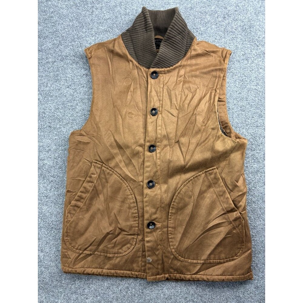 Jeremiah‎ Vest Men's M Brown Suede Fleece Lined Button Up Pockets High Neck